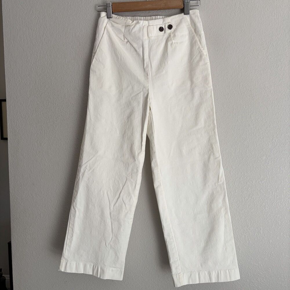 EZRA White Cropped Wide Leg Trousers Size M Made In Korea